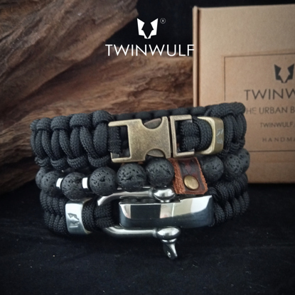 Geweldige eik schudden schermutseling TwinWulf bracelets, armbanden van leer en rvs. Top kado. | Bracelet sets